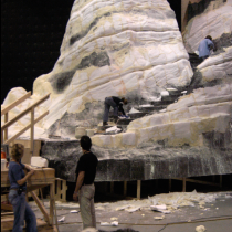 Stairs to Ephors - Volumes sculpted out of styro foam and urethane, final texture out of shotcrete refined finition by sculpture team