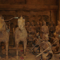Mausoleum set - Life size chinese terracotta warriors and horses / Made from clay and styro sculpted models, molded and casted in plaster