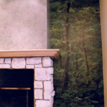 Mont-Tremblant 1999 - Victorian trompe l’œil painting inside a three-story house and texture on chimney mantle