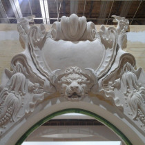 GARGAMEL'S PENTHOUSE  Top Lion Arch- sculpted out of clay, molded and casted in water fiber. Sculptors: Chrystian Beaudoin, Rachel Trottier, Anne-Marie-Fisette and Lucie Fournier