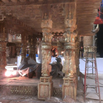 Pagodas Monastery set - Each item is sculpted, molded, casted, pre-assembled and installed by the sculptor-molder-plaster team