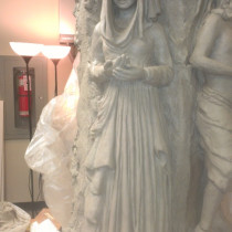 Life-size PROTOTYPE of the center part for Interior Monastery columns. Sculptors: Lucie Fournier and Linda Bicari. Following step is to mold it, cast it in plaster and assemble to adjacent parts prior to final mold .